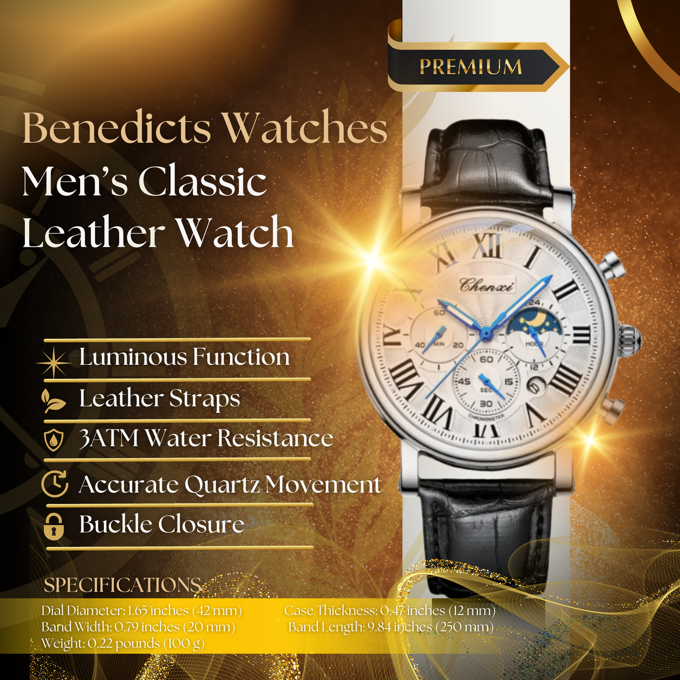 Classic Leather Strap Quartz Watch