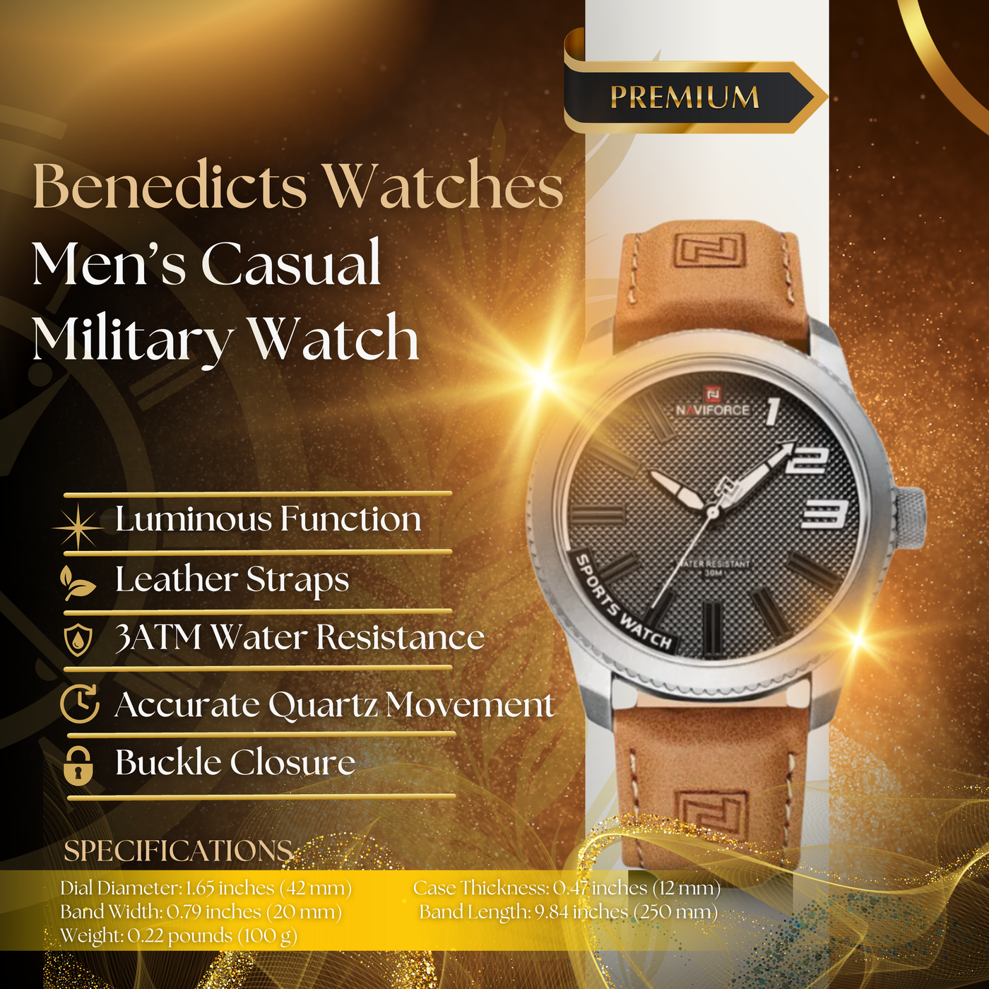 Casual Military Leather Men's Sport Watch