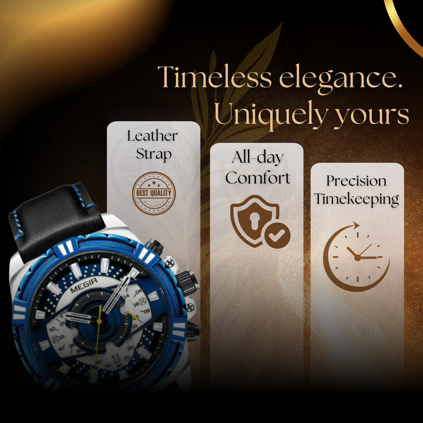 Classic Quartz Chronograph Military Sport Leather Watch