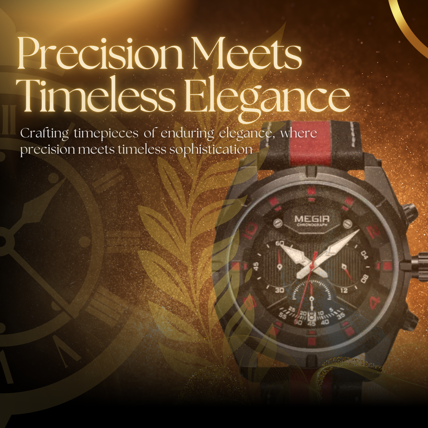 Classic Leather Military Sport Chronograph Watch