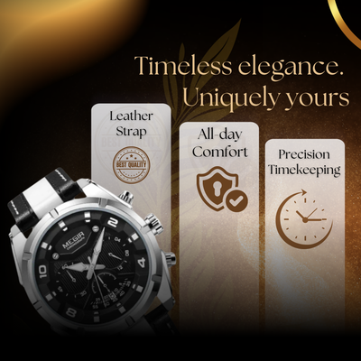Classic Leather Military Sport Chronograph Watch
