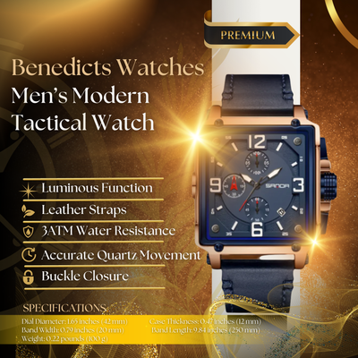 Modern Men’s Leather Quartz Tactical Watch