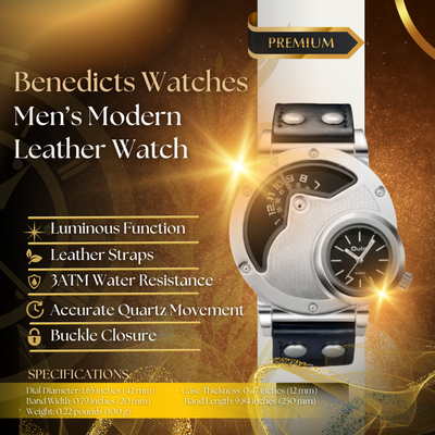 Modern Multi-Time Zone Leather Band Watch