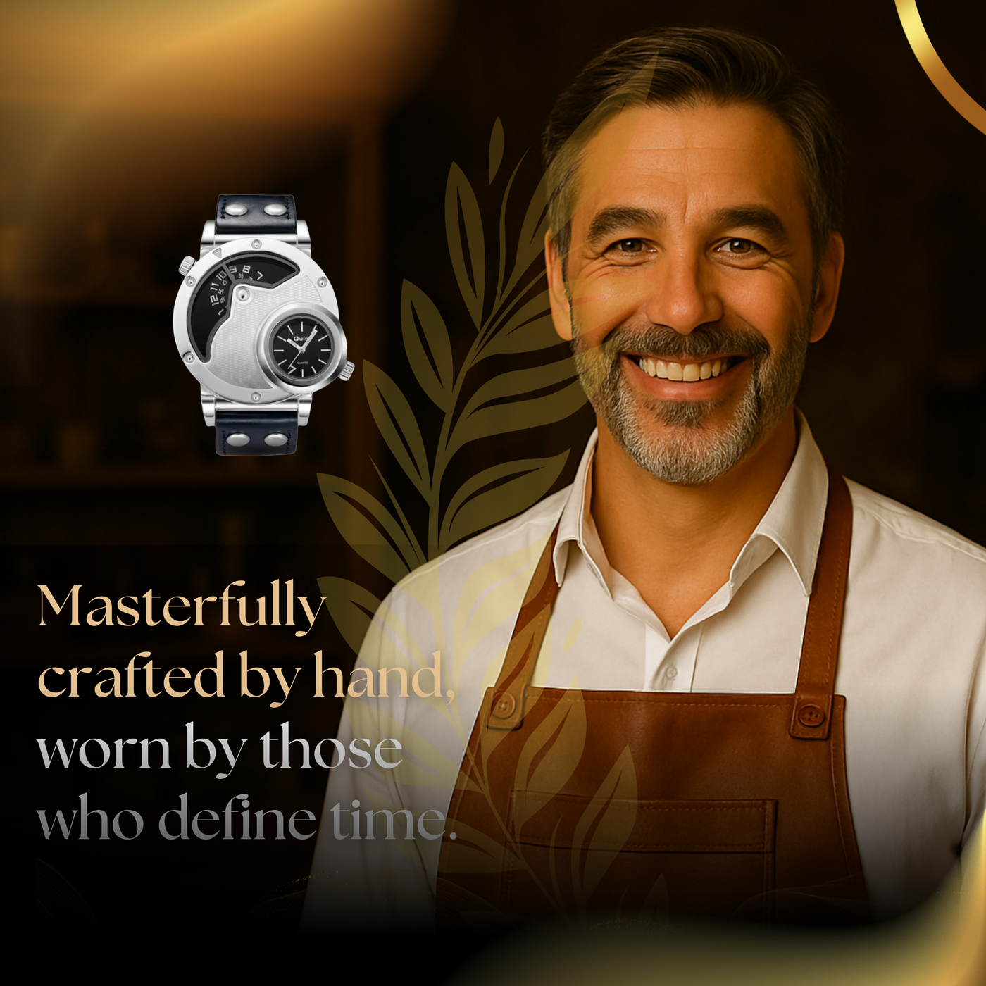 Modern Multi-Time Zone Leather Band Watch
