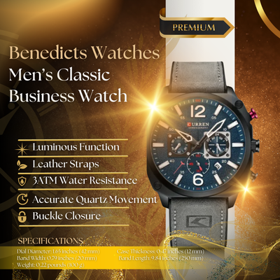 Classic Business Leather Quartz Wrist Watch