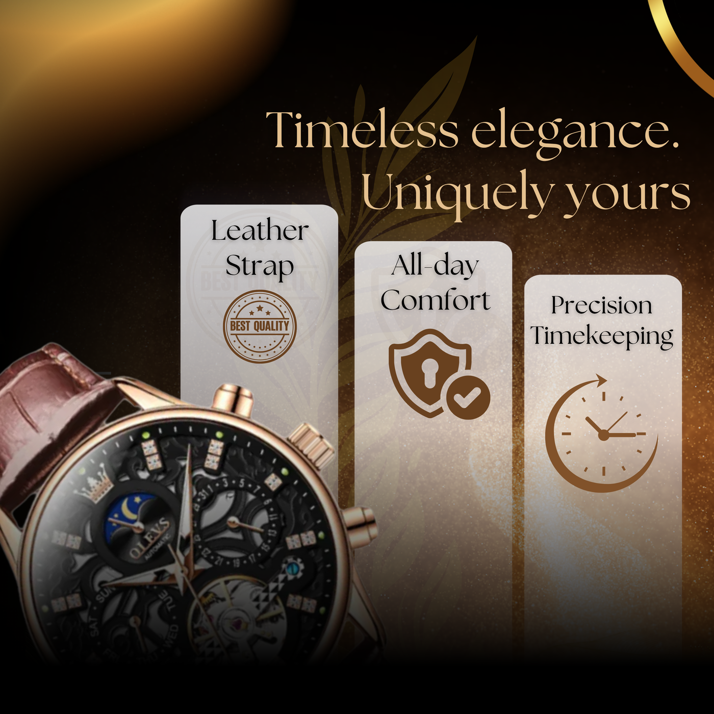 Classic Mechanical Automatic Men's Watch with Leather Band