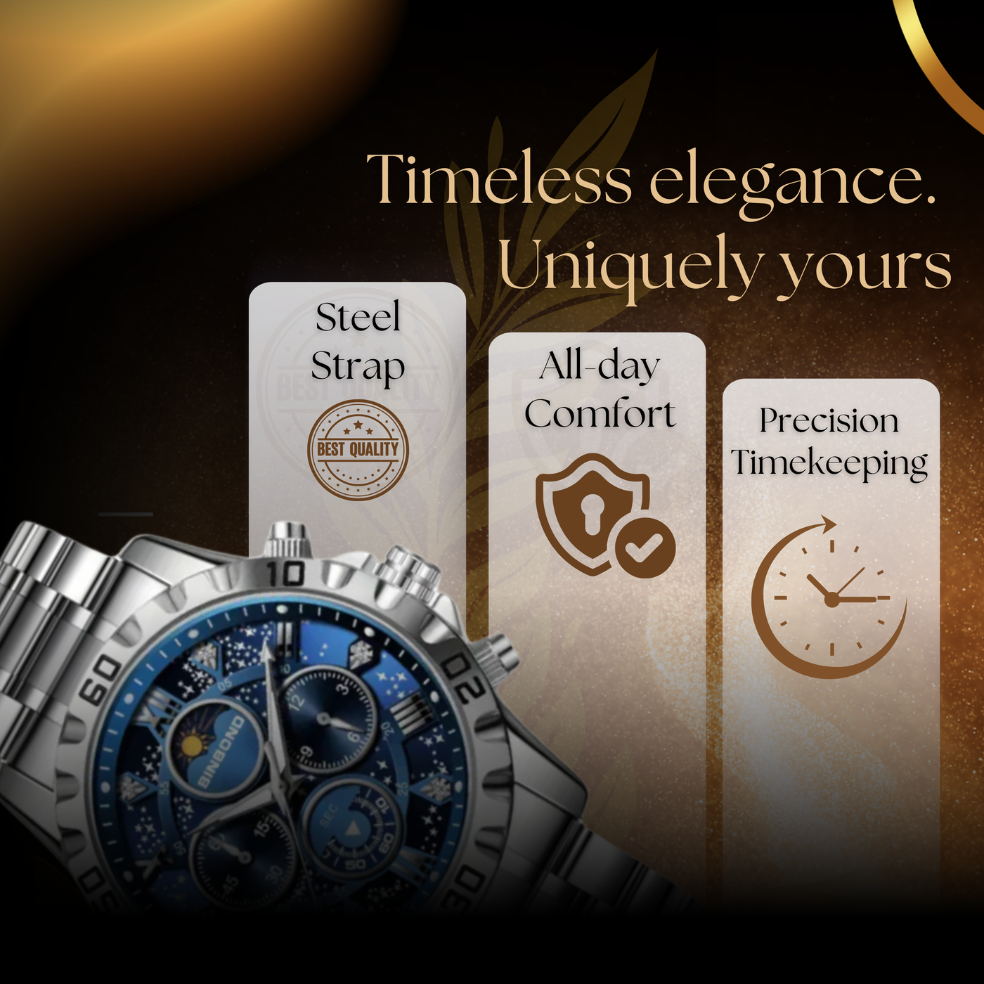 Classic Chronograph Watch with Metal Band for Men