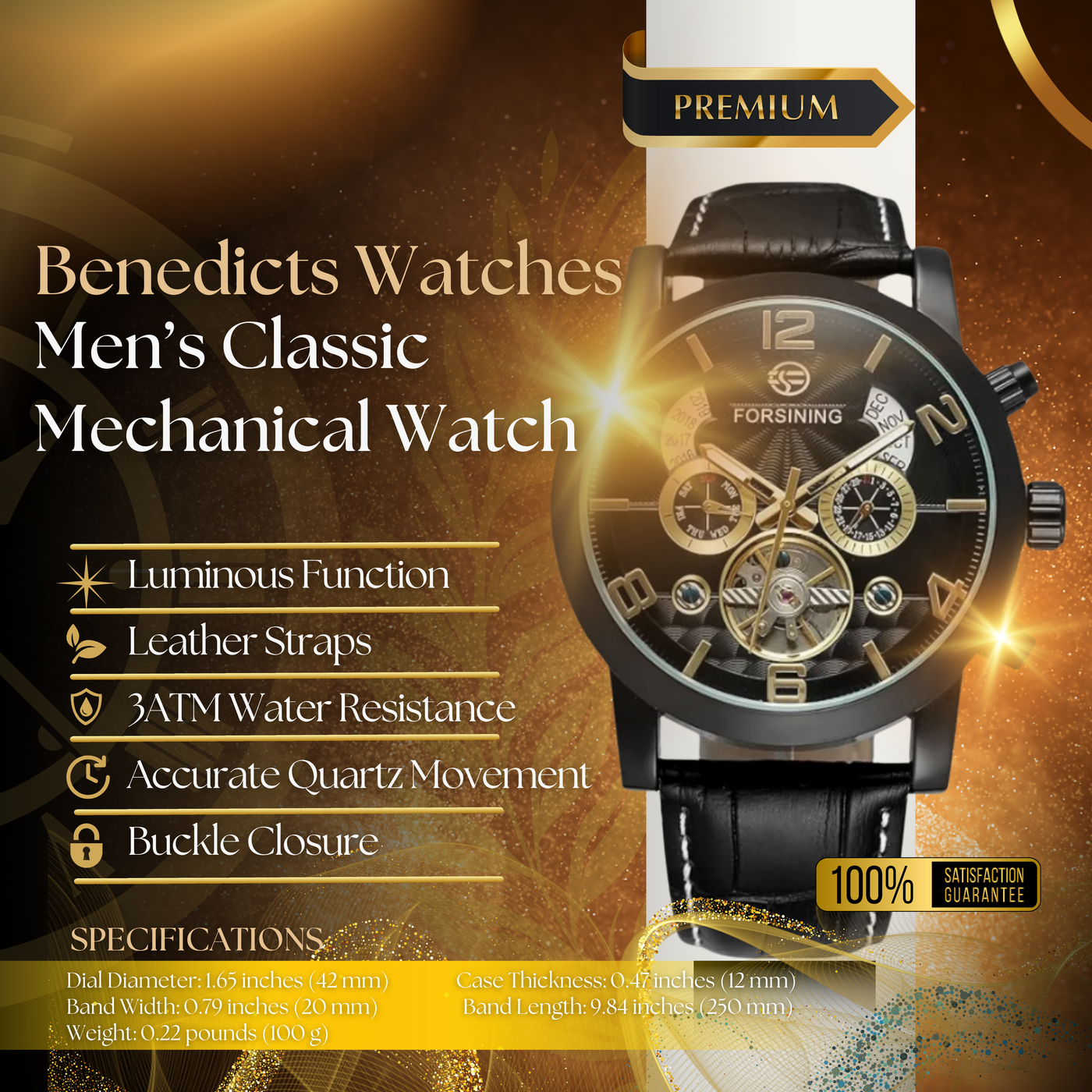 Classic Tourbillon Automatic Mechanical Watch for Men