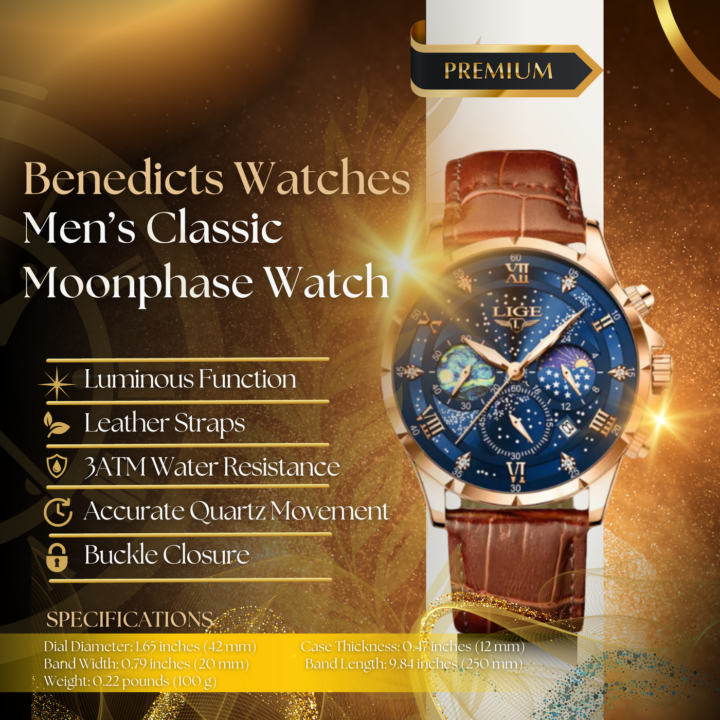 Classic Moonphase Watch for Men