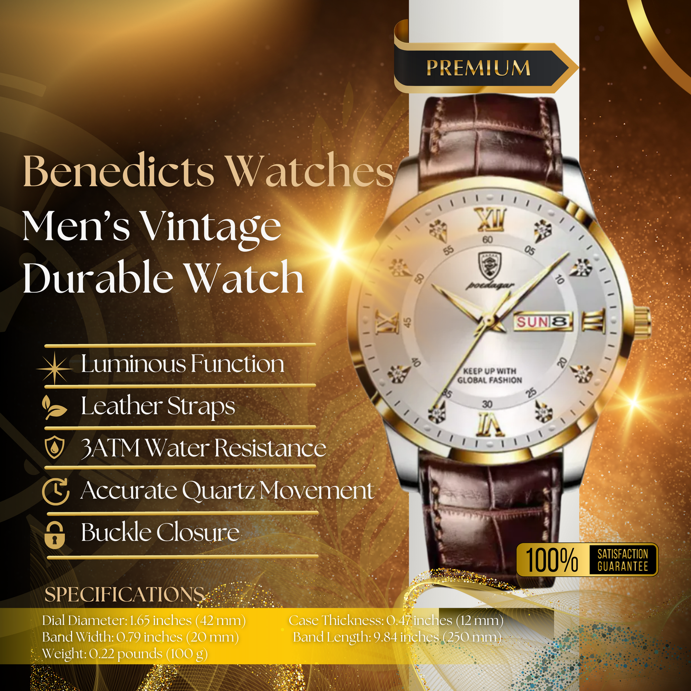 Vintage Men's Durable Luminous Watch