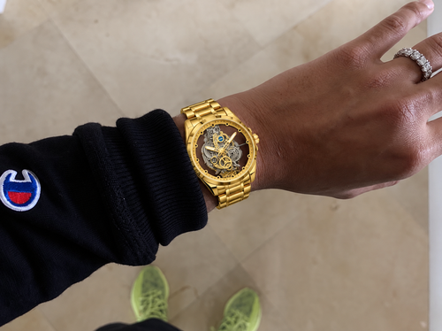 Customer photo of Benedicts Aurelio – Men's Gold Skeleton Watch