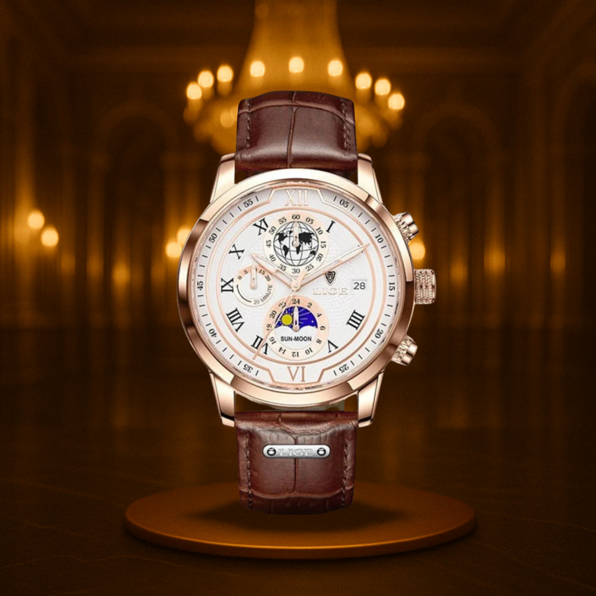 Classic Leather Band Chronograph Watch for Men