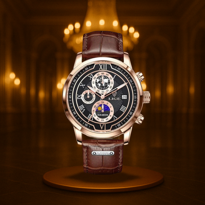 Classic Leather Band Chronograph Watch for Men