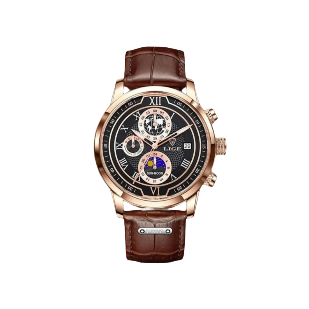 Classic Leather Band Chronograph Watch for Men