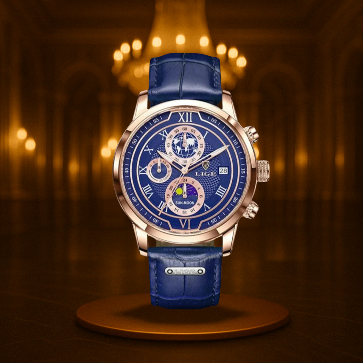 Classic Leather Band Chronograph Watch for Men