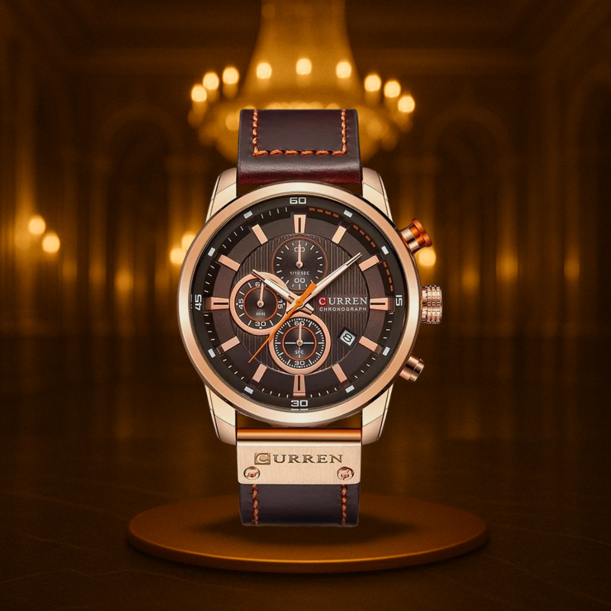 Classic Quartz Watch with Leather Band