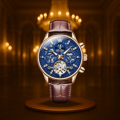 Mechanical Automatic Watch with Leather Band
