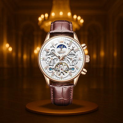 Mechanical Automatic Watch with Leather Band
