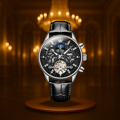 Mechanical Automatic Watch with Leather Band