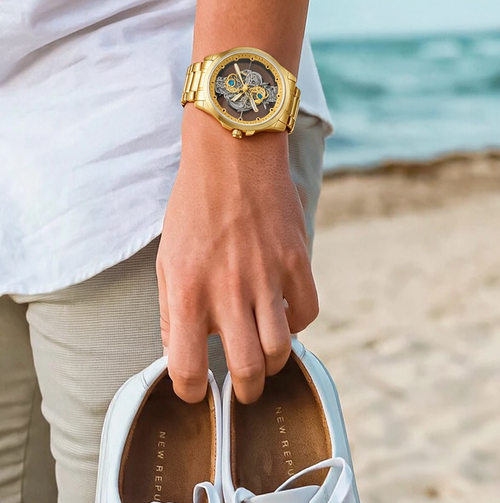 Customer photo of Benedicts Aurelio – Men's Gold Skeleton Watch