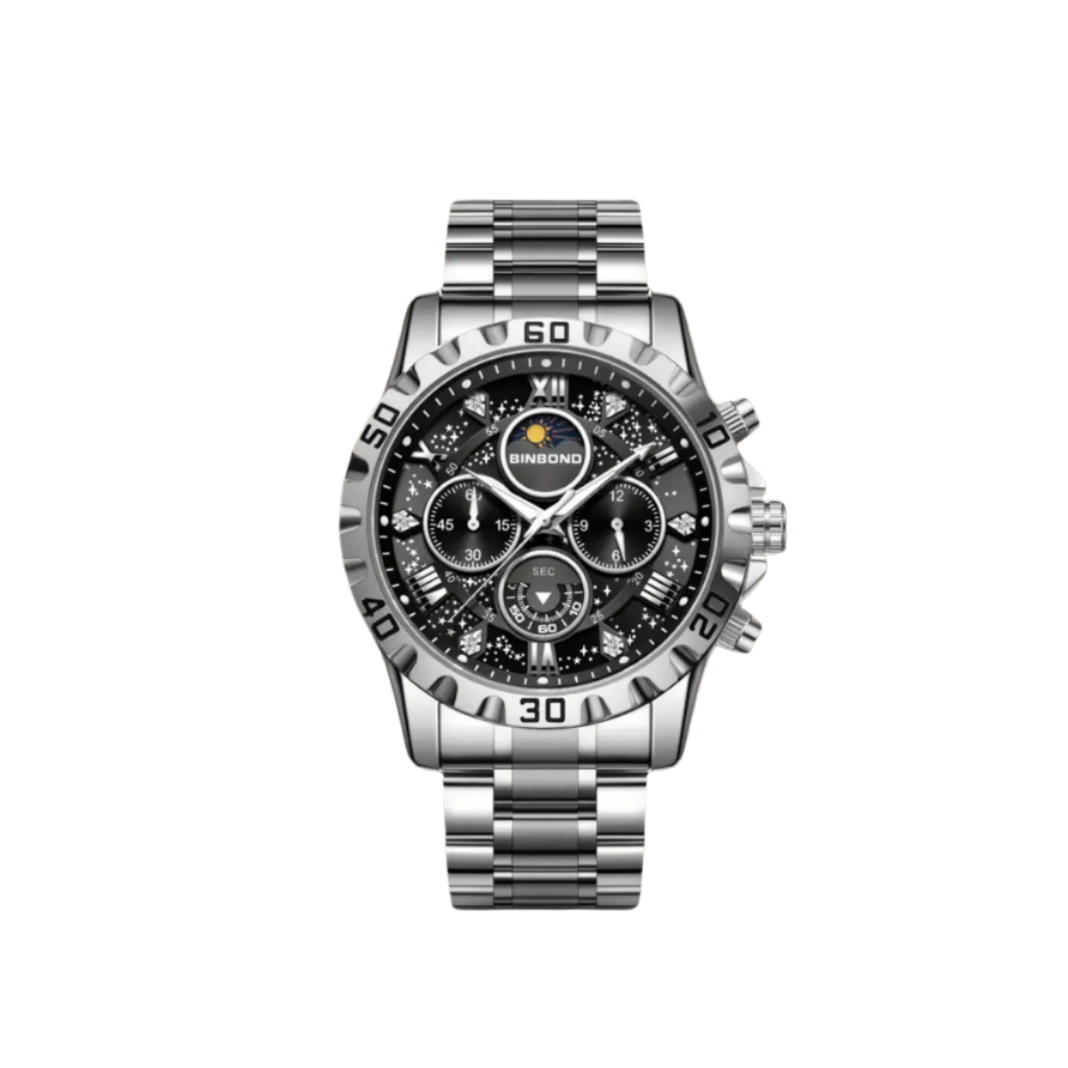 Men's Vintage Chronograph Watch with Metal Band