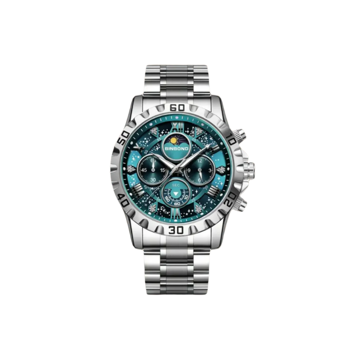 Men's Vintage Chronograph Watch with Metal Band