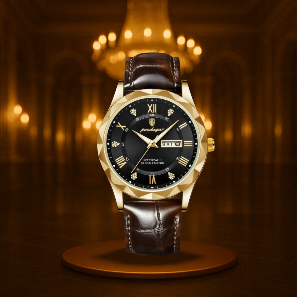Vintage Leather Band Quartz Watch for Men