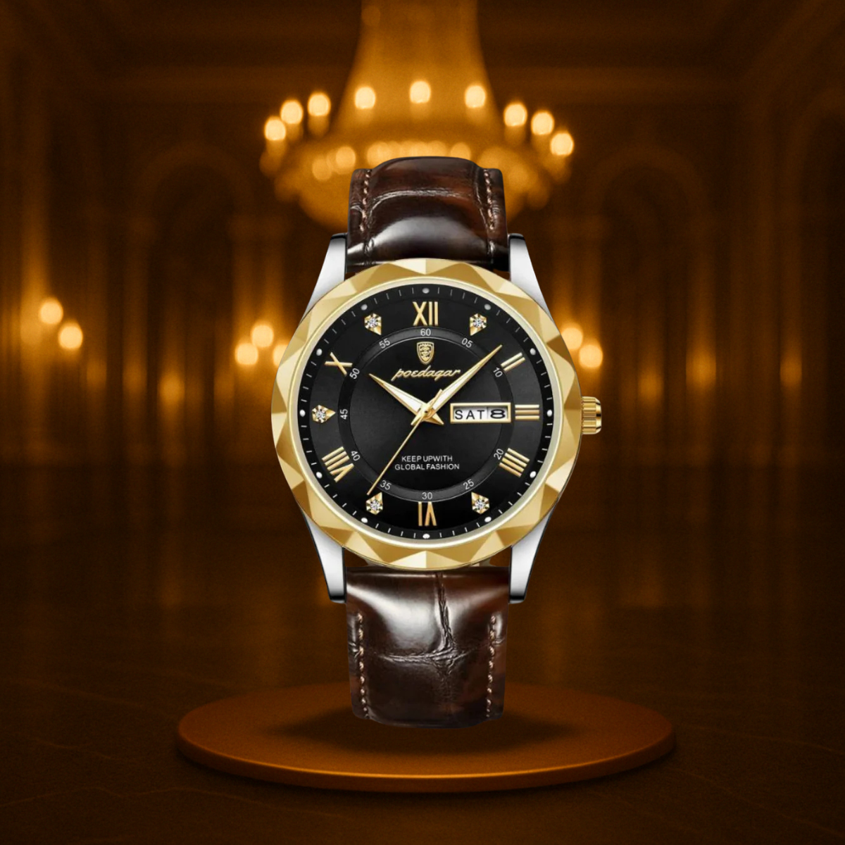 Vintage Leather Band Quartz Watch for Men