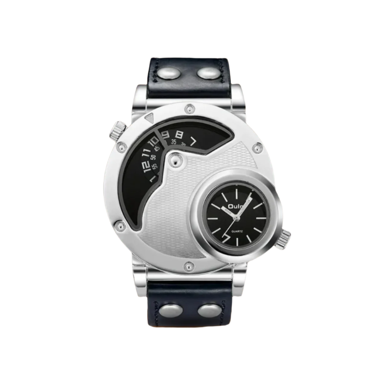 Modern Multi-Time Zone Leather Band Watch