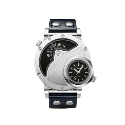 Modern Multi-Time Zone Leather Band Watch