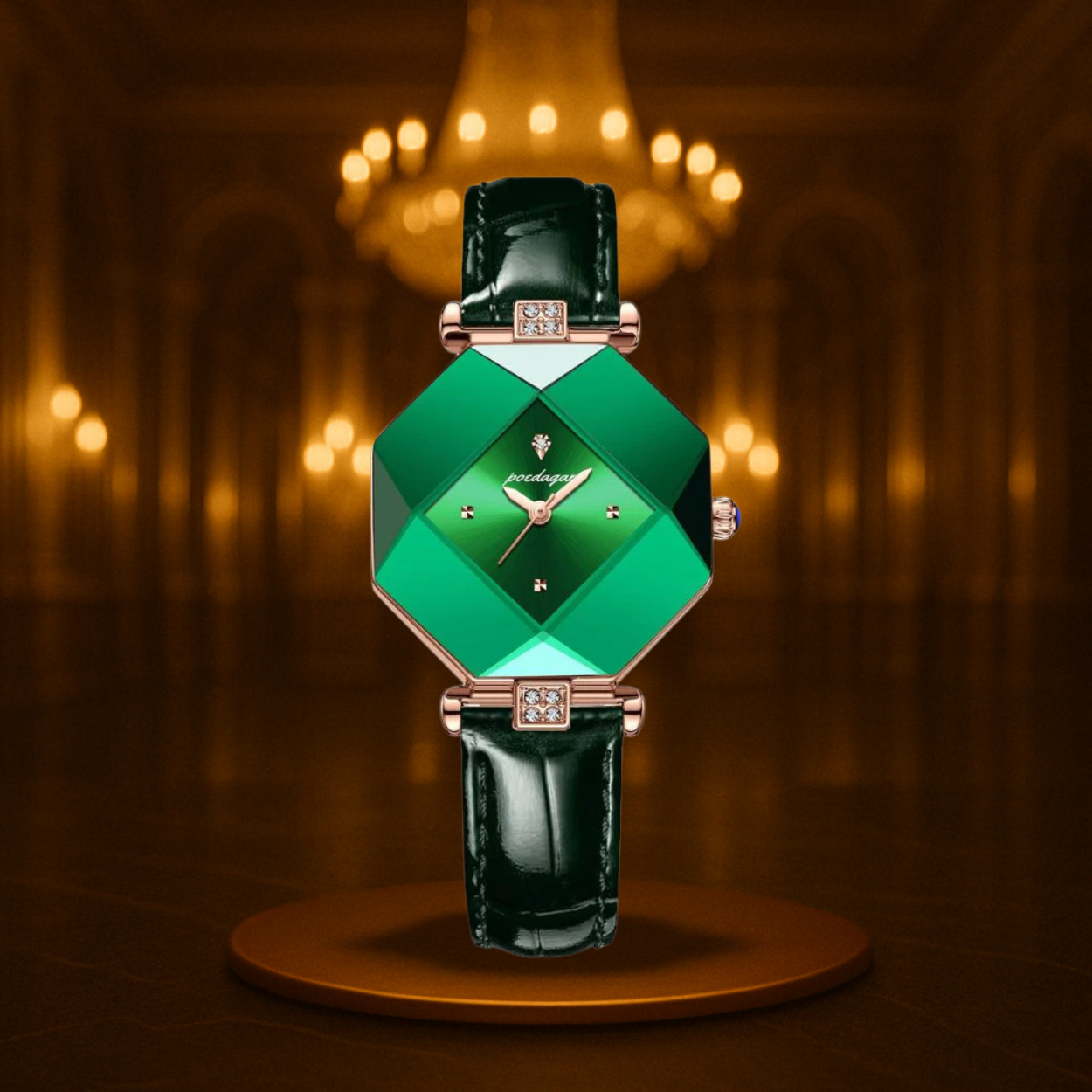 Classic Green Diamond Quartz Watch For Women