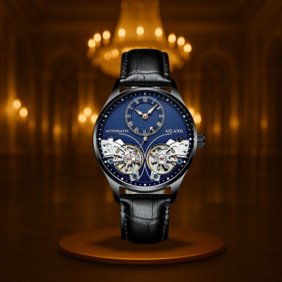 Vintage Style Double Tourbillion Luminous Men's Mechanical Watch