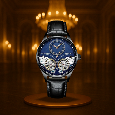 Vintage Style Double Tourbillion Luminous Men's Mechanical Watch