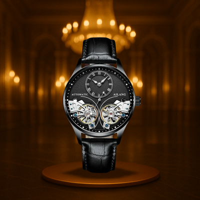 Vintage Style Double Tourbillion Luminous Men's Mechanical Watch