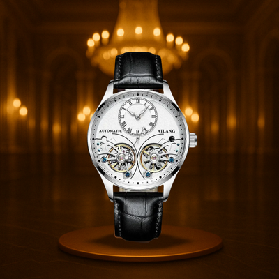 Vintage Style Double Tourbillion Luminous Men's Mechanical Watch