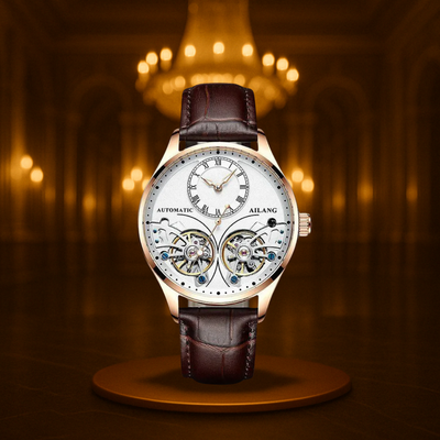 Vintage Style Double Tourbillion Luminous Men's Mechanical Watch