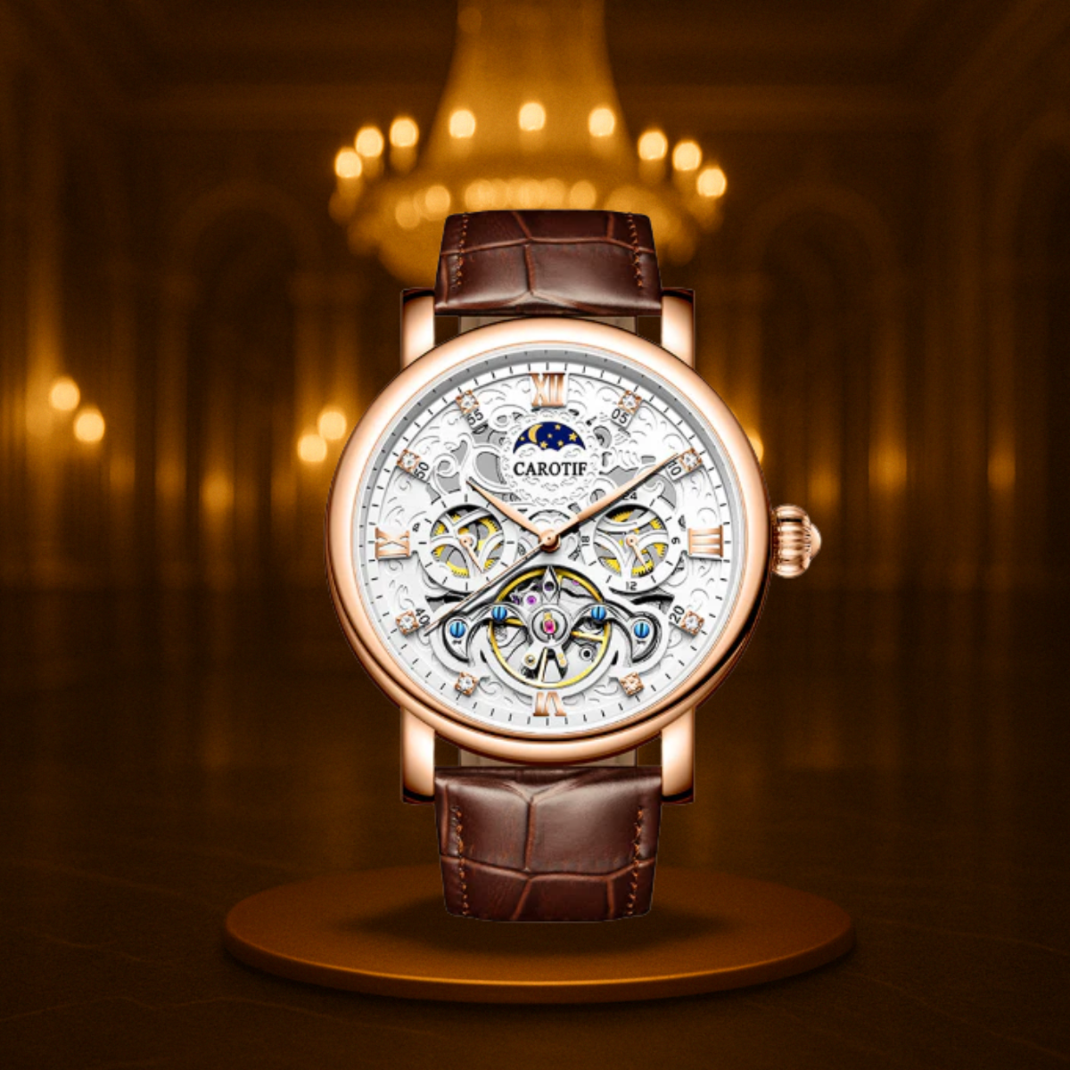 Trendy Mechanical Men's Business Leather Watch