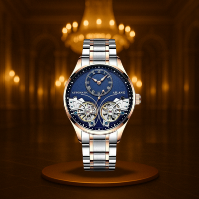 Vintage Style Double Tourbillion Luminous Men's Mechanical Watch