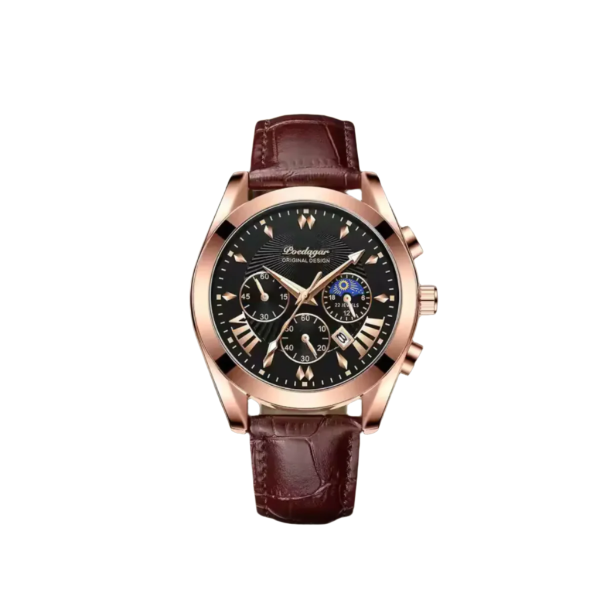 Sleek Leather Strap Men's Watch