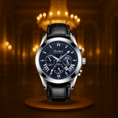 Sleek Leather Strap Men's Watch