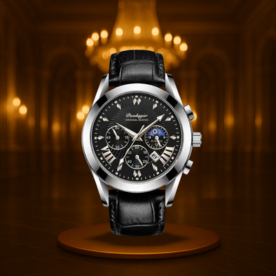 Sleek Leather Strap Men's Watch