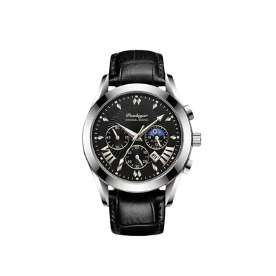 Sleek Leather Strap Men's Watch