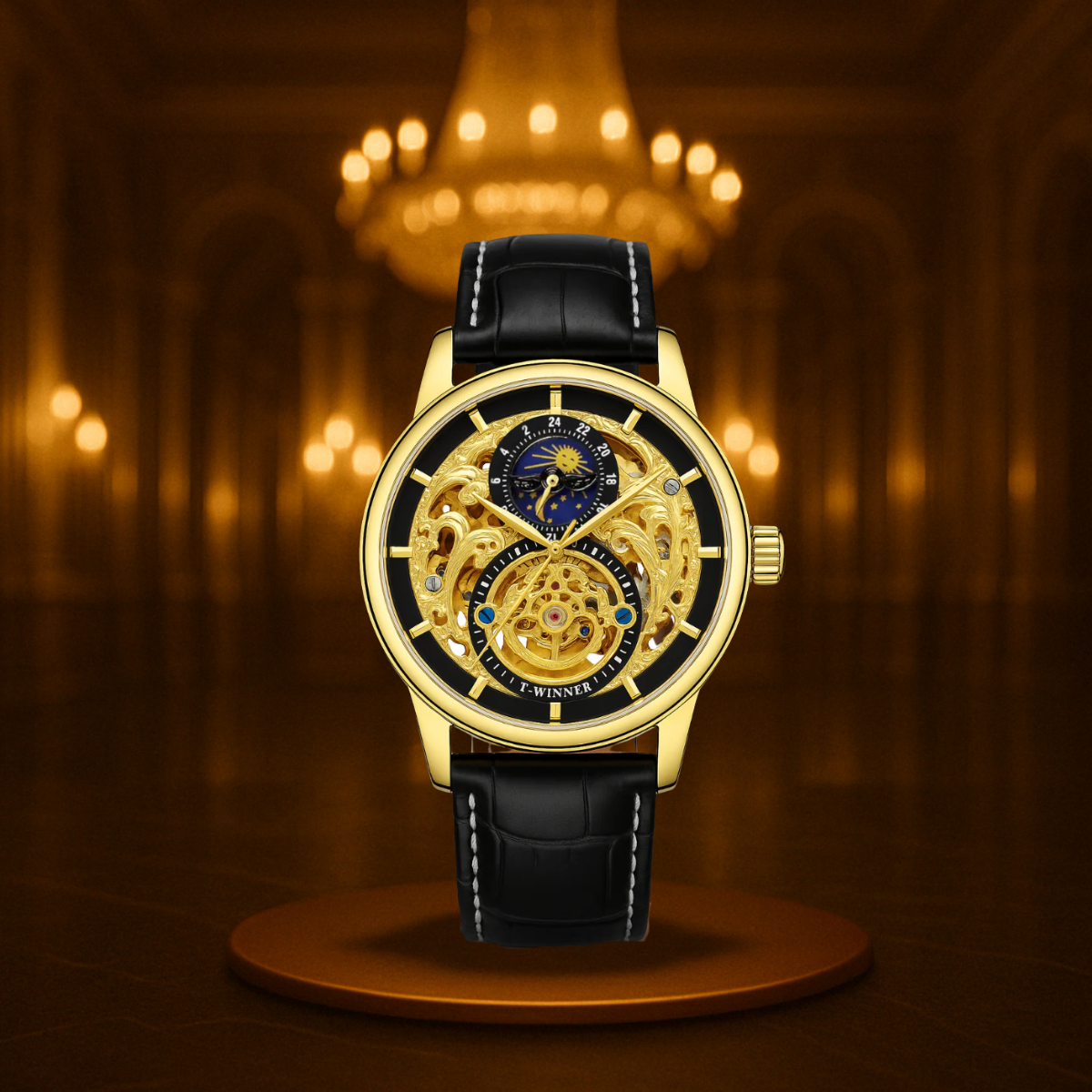 Classic Moonphase Skeleton Automatic Watch
