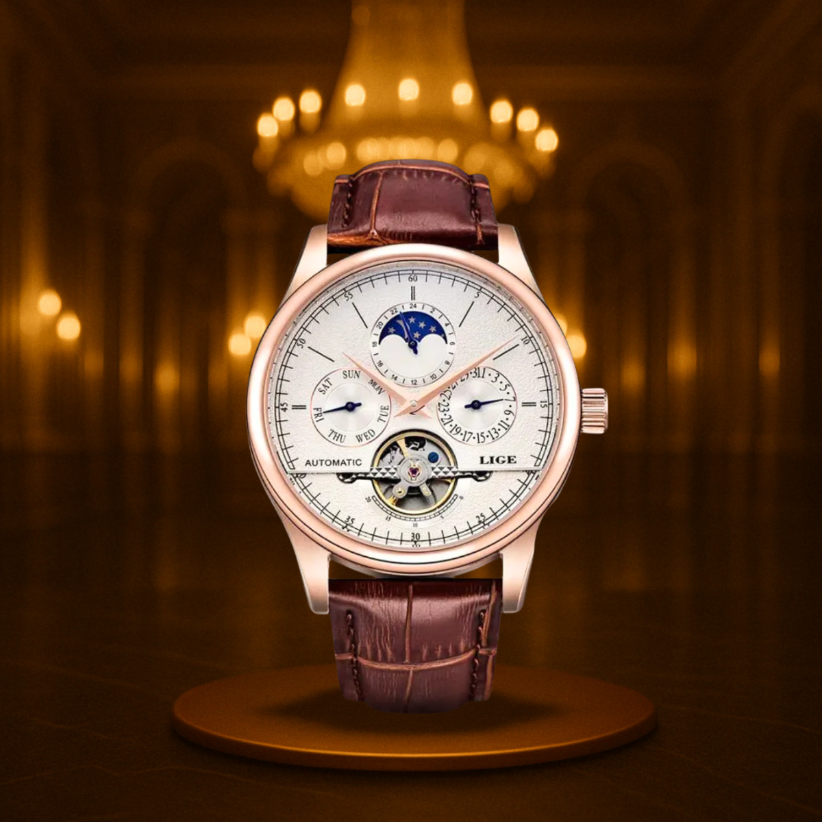 Classic Automatic Men's Leather Watch