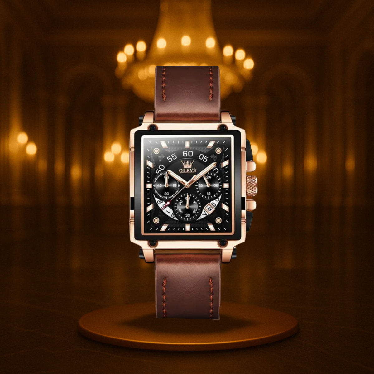 Modern Style Square Dial Chronograph Watch