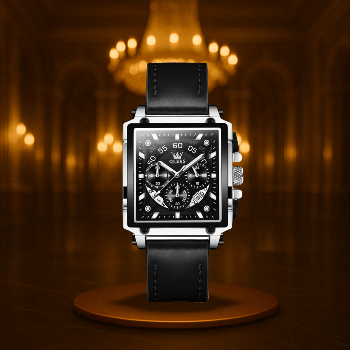 Modern Style Square Dial Chronograph Watch