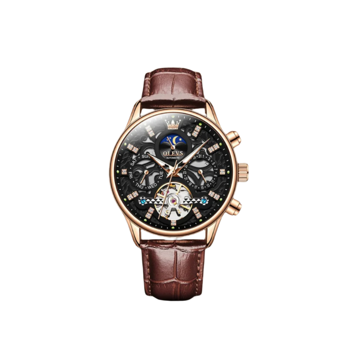 Classic Mechanical Automatic Men's Watch with Leather Band