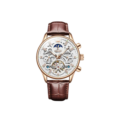 Classic Mechanical Automatic Men's Watch with Leather Band