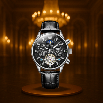 Classic Mechanical Automatic Men's Watch with Leather Band