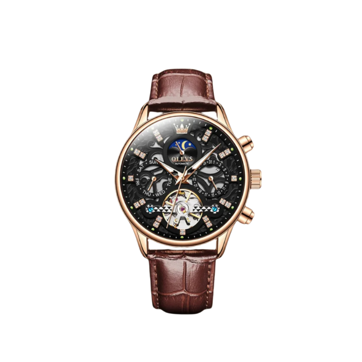 Classic Mechanical Automatic Men's Watch with Leather Band